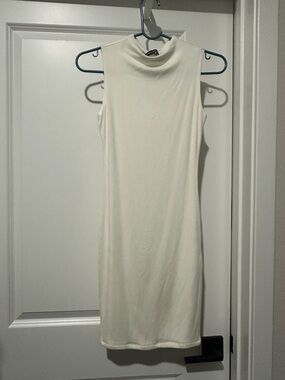 naked wardrobe Sleeveless Mock Neck Midi Dress in Cream